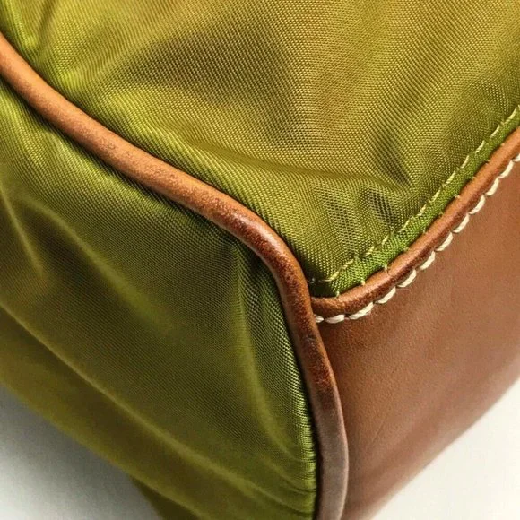 AUTH FELISI Crossbody Shoulder Bag 2 way bag khaki/Brown Nylon / Leather 20207